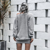 Minivestidos de suéter de punto con manga farol y un hombro