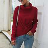 Suéter de manga larga con cuello alto para mujer 