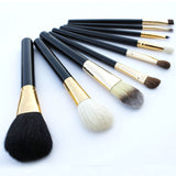 9pcs Black Makeup Brushes Set With PU Brush Bucket Wool Bristles Foundation Blush Beauty Tool