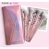 10pcs Pink Makeup Brushes Set With Bag Powder Foundation Blush Eyeshadow Lip Cosmetic Beauty Brush