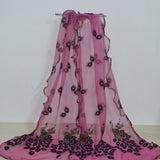 Bufanda de encaje a la moda con estampado de hilo de red, costura de pavo real, bufanda de Fénix flocada para mujeres y niñas
