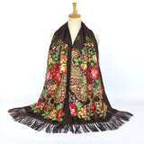 Écharpe longue à fleurs rétro ethnique châle écharpes à franges pour femmes dames filles