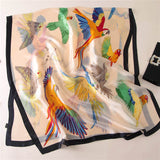 Écharpe en soie à imprimé perroquet pour femme