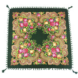 Bufanda cuadrada con estampado de flores étnicas, bufandas con flecos para mujeres y niñas