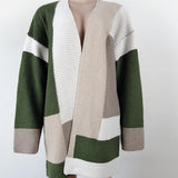 Cárdigan de suéter de empalme suelto de gran tamaño para mujer 