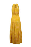 Robe longue bohème bohème imprimé à bretelles suspendues jaune 