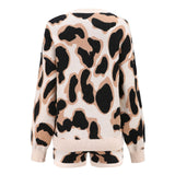 Leopard Shorts Sweater Loungewear Two Pieces