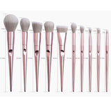 10 Uds. Juego de brochas de maquillaje rosa con bolsa, base en polvo, rubor, sombra de ojos, labios, cosmética, brocha de belleza