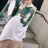 Foulard châle en soie fleur de lotus à la mode élégante pour femmes dames filles 90x180