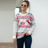 Suéter de manga larga de jacquard de cervatillo con copos de nieve de Navidad 