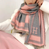 Bufanda gruesa de Cachemira cálida con borlas para mujeres y niñas 65x190