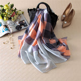 Bufanda de seda a cuadros para mujer, chal sedoso, 90 x 180