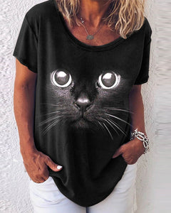 T-shirts imprimés d'animaux à col rond Chemises Chemisiers