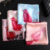 Écharpe en soie à imprimé fleuri pour femme, fille, 90 x 180