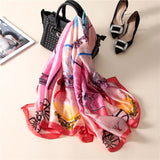 Colorful Print Silk Scarf Silky Shawl Wrap for Women Ladies Girls 90x180