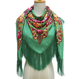 Étnico retro flor cuadrado bufanda chal flecos bufandas para mujeres damas niñas