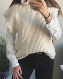 Hollow-out Knit Ruffled Vest Sweaters Blouse