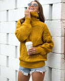 Women's High Collar Twist Pullover Long Sleeve Sweater