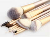 12pcs Persian Hair Makeup Brush Champagne With Brush Bag Cosmetic Brush Set Makeup Tool
