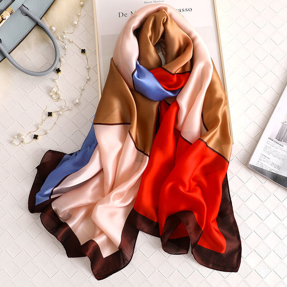 Contrast Stitch Silkly Scarf for Women Casual Scarves Women