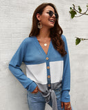 Women's Casual V-neck Single-Breasted Cardigan Sweater