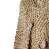Tassel Fringed Pullover V-neck Collar Pompom Sweater Cloak Shawl Cape