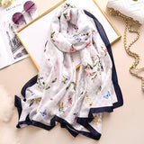 Butterfly Floral Silk Scarf for Women