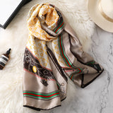 Bufanda de seda con estampado elegante, chal sedoso para mujeres, damas, niñas, 90x180