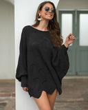 Women's Long Sleeves Hollow Loose Bat Sweater