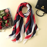 Colorful Stripes Silk Scarf Shawl Wrap for Women Ladies Girls 90x180