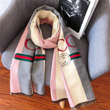 Bufanda informal con letras CC a rayas para mujer Bufandas de invierno para mujer