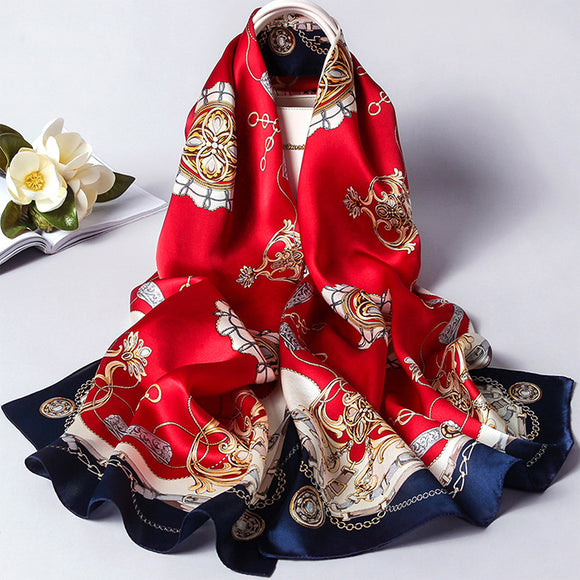 Bufanda de seda de morera para mujer y niña, 53 x 170