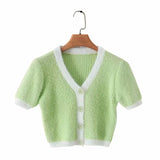 Mohair Single-breasted Knitting Short Cardigan