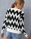 Striped Knit Single-breasted Geometry Sweaters Cardigans