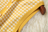 Vestido clásico tipo chaleco con botonadura simple de pata de gallo Conjunto de dos piezas Amarillo