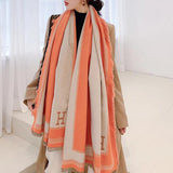 Bufanda gruesa de Cachemira cálida con borlas para mujeres y niñas 65x190
