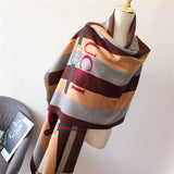 Striped Letter CC Casual Scarf for Women Winter Scarves Women