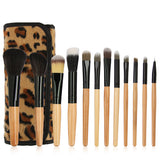 12pcs ensembles de pinceaux de maquillage léopard pinceau cosmétique sac léopard