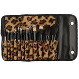 12pcs Juegos de pinceles de maquillaje de leopardo Cepillo cosmético Bolsa de leopardo