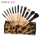 12pcs ensembles de pinceaux de maquillage léopard pinceau cosmétique sac léopard
