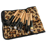 12pcs Juegos de pinceles de maquillaje de leopardo Cepillo cosmético Bolsa de leopardo