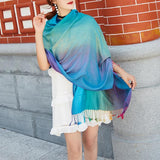 Style ethnique Rainbow Gradient Color Long Soft Neck Scarf Wrap Châle pour dames filles femmes