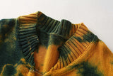 Tie-dye Broche Bouton Tricot Pull Cardigan