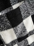 Manteau cardigan style chemise à simple boutonnage quadrillé noir et blanc 