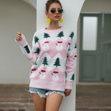 Christmas Tree and Snowman Pattern Long Sleeve Sweater
