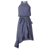 Polka Dot Print Lace-up Irregular Maxi Dress