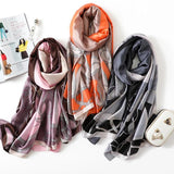 Elegante moda caballo cadena patrón seda bufanda chal abrigo para mujeres señoras niñas 90x180