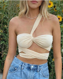 Backless Lace-up Halter Blouse Camis Tank Crop Tops