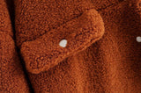 Prendas de abrigo de piel de cordero de un solo pecho con cuello de pila