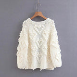 V-neck Handicraft Splicing Hollow-out Sweaters Cardigans
